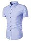 cheap Men&#039;s Casual Shirts-Men&#039;s Shirt Solid Colored Spread Collar Lavender Light Blue Short Sleeve Daily Basic Slim Tops / Summer / Summer