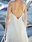 Χαμηλού Κόστους Νυφικά Φορέματα-Παραλία / Προορισμός Φορεματα για γαμο Γραμμή Α Λαιμόκοψη V Λεπτές Τιράντες Ουρά μέτριου μήκους Σιφόν Νυφικά φορέματα Με Χιαστί 2023