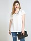 cheap Women&#039;s Blouses &amp; Shirts-Women&#039;s Daily Holiday Casual Plus Size Cotton T-shirt - Color Block / Patchwork V Neck White