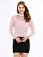 olcso Női pólók-Utcai sikk Terített nyak Női Extra méret Póló - Egyszínű, Csipke Dusty Rose Fekete / Tavasz / Ősz