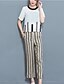 cheap Women&#039;s Two Piece Sets-Women&#039;s Fashion T-shirt - Color Block Pant / Spring / Summer / Fine Stripe