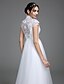 זול שמלות כלה-אולם שמלות חתונה גזרת A צווארון גבוה רצועות עד הריצפה מחוך תחרה שמלות כלה עם דוגמא 2023