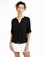 cheap Plus Size Tops-Women&#039;s Solid Colored Blouse Long Sleeve Weekend Tops Cotton V Neck Wine White Black