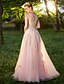 cheap Special Occasion Dresses-A-Line Elegant &amp; Luxurious Beautiful Back Prom Formal Evening Dress Illusion Neck Sleeveless Floor Length Tulle with Crystals Appliques 2020