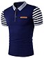 cheap Classic Polo-Men&#039;s Golf Shirt Tennis Shirt Striped Plus Size Short Sleeve Daily Slim Tops Cotton Active Shirt Collar Gray White Navy Blue / Summer