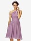 cheap Bridesmaid Dresses-A-Line One Shoulder Knee Length Chiffon Bridesmaid Dress with Sash / Ribbon / Bow(s) / Pleats