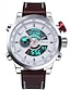 levne Hodinky s koženým páskem-Pánské Sportovní hodinky Vojenské hodinky Náramkové hodinky japonština Křemenný Digitální Japonské Quartz Pravá kůže Materiál řemínku Černá / Stříbro / Červená 30 m Voděodolné kreativita LED Analog