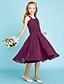 cheap Junior Bridesmaid Dresses-A-Line Knee Length Straps Chiffon Junior Bridesmaid Dresses&amp;Gowns With Sash / Ribbon Kids Wedding Guest Dress 4-16 Year