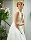 cheap Wedding Dresses-Engagement Open Back Formal Wedding Dresses A-Line Plunging Neck Sleeveless Sweep / Brush Train Lace Over Tulle Bridal Gowns With Sash / Ribbon Appliques 2024