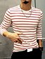 preiswerte Lässige T-Shirts für Herren-Herren T Shirt Gestreift Rundhalsausschnitt Weiß Grau Rote Marineblau Langarm Übergröße Täglich Oberteile Baumwolle