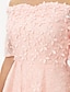 billige Brudepigekjoler-Balkjole Skulderfri Kort / mini Heldækkende blonder Brudepigekjole med Plissé / Krystaldetaljering / Blomst