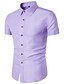 cheap Men&#039;s Casual Shirts-Men&#039;s Shirt Solid Colored Spread Collar Lavender Light Blue Short Sleeve Daily Basic Slim Tops / Summer / Summer
