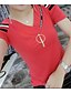 cheap Plus Size Tops-Women&#039;s T shirt Tee Striped Solid Colored V Neck Red White Black Dailywear Date Clothing Apparel Cotton Basic / Summer / Short Sleeve