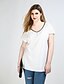 baratos Blusas e Camisas de mulher-Mulheres Tamanhos Grandes Camiseta - Feriado Casual Estampa Colorida / Retalhos Algodão Decote V Branco