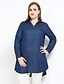 preiswerte Blusen und Hemden für Damen-Damen Solide - Freizeit / Retro Festtage Übergrössen Baumwolle Hemd, V-Ausschnitt Blau
