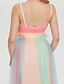 Χαμηλού Κόστους Φορέματα ειδικών περιστάσεων-μπλοκ σε γραμμή χρώματος celebrity στιλ παστέλ αποχρώσεις χορού επίσημο βραδινό φόρεμα σπαγγέτι λουράκι αμάνικο τούλι με χιαστί πιέτες