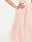 cheap Prom Dresses-A-Line Prom Dresses Elegant Dress Wedding Guest Cocktail Party Tea Length Short Sleeve V Neck Tulle with Appliques 2024