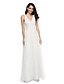 cheap Bridesmaid Dresses-Sheath / Column V Neck Floor Length Lace / Tulle Bridesmaid Dress with Criss Cross / Ruched by LAN TING BRIDE®