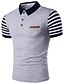 cheap Classic Polo-Men&#039;s Golf Shirt Tennis Shirt Striped Plus Size Short Sleeve Daily Slim Tops Cotton Active Shirt Collar Gray White Navy Blue / Summer