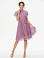 cheap Bridesmaid Dresses-A-Line Bridesmaid Dress Jewel Neck Short Sleeve Elegant Knee Length Chiffon with Sashes / Ribbons / Bow(s) / Pleats 2022