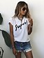 cheap Women&#039;s T-shirts-Women&#039;s Going out Street chic Puff Sleeve Cotton T-shirt Print White M / Spring / Summer