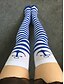 cheap Socks &amp; Tights-Women&#039;s Hosiery Thin Stockings Striped 1set Blue
