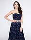 billige Fest kjoler-a-line mønsterkjole gallakjole formel aftenkjole stropløs ærmeløs gulvlang chiffon med krydsmønster/print