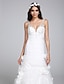 Χαμηλού Κόστους Νυφικά Φορέματα-Φορεματα για γαμο Ίσια Γραμμή Βυθίζοντας το λαιμό Αμάνικο Ουρά μέτριου μήκους Δαντέλα Νυφικά φορέματα Με Δαντέλα Λουλούδι 2023