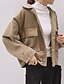 cheap Women&#039;s Blazers &amp; Jackets-Women&#039;s Daily Modern/Comtemporary Spring/Fall Jacket,Solid Shirt Collar Long Sleeve Short Cotton