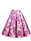 baratos Partes de baixo em tamanhos grandes-Mulheres Vintage Saias Diário Feriado Floral Azul Roxo Rosa S M L
