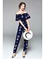 cheap Women&#039;s Jumpsuits-Women&#039;s Jumpsuit Print Graphic Off Shoulder Holiday Weekend Slim Slim Short Sleeve Black / White Blue Black S M L Spring