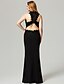 cheap Special Occasion Dresses-Sheath / Column Holiday Cocktail Party Prom Dress V Neck Sleeveless Floor Length Lace with Appliques 2022 / Formal Evening