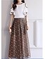 cheap Women&#039;s Two Piece Sets-Women&#039;s Daily Modern/Contemporary Spring T-shirt Pant Suits,Floral Print Bateau Half Sleeve Chiffon