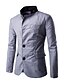 cheap Men&#039;s Trench Coat-Men&#039;s Daily Street chic Winter Regular Blazer, Color Block Stand Long Sleeve Polyester Black / Red / Gray