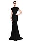 cheap Evening Dresses-Sheath / Column Celebrity Style Dress Formal Evening Sweep / Brush Train Short Sleeve Jewel Neck Sequined with Sequin 2022 / Sparkle &amp; Shine