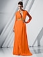 preiswerte Abendkleider-Eng anliegend Elegant Kleid Formeller Abend Pinsel Schleppe Langarm Tiefer Ausschnitt Chiffon mit Plissee Applikationen 2022