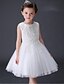 cheap Flower Girl Dresses-Ball Gown Short / Mini Flower Girl Dress - Organza Sleeveless Jewel Neck with Beading / Appliques / Ruched by