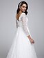 Недорогие Häämekot-A-Line V Neck Court Train All Over Lace Made-To-Measure Wedding Dresses with Lace by LAN TING BRIDE® / See-Through