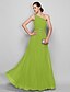 billige Aftenkjoler-Sheath / Column Minimalist Dress Prom Floor Length Sleeveless One Shoulder Chiffon with Ruched Beading  / Formal Evening