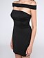 cheap Cocktail Dresses-Sheath / Column Little Black Dress Homecoming Cocktail Party Prom Dress Off Shoulder Sleeveless Short / Mini Jersey with Pleats