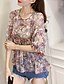 cheap Women&#039;s Blouses &amp; Shirts-Women&#039;s Daily Going out Boho Summer Fall Blouse,Floral Round Neck Half Sleeves Polyester Medium