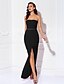 cheap Prom Dresses-Sheath / Column Minimalist Elegant Prom Formal Evening Dress Strapless Sleeveless Floor Length Jersey with Split Front