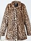 cheap Women&#039;s Outerwear-Women&#039;s Daily Simple / Casual Fall / Winter Long Fur Coat, Leopard Stand Long Sleeve Faux Fur Brown M / L / XL