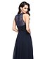 cheap Special Occasion Dresses-A-Line Illusion Neck Floor Length Chiffon / Lace Prom / Formal Evening Dress with Appliques / Side Draping by TS Couture®