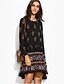 cheap Women&#039;s Dresses-Women&#039;s Daily Holiday Going out Vintage Sexy Boho Loose Sheath Dress,Print Round Neck Asymmetrical Long Sleeves Polyester Spring Fall