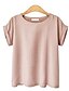 billige T-skjorter til kvinner-Bomull Medium Kortermet,Rund hals T-skjorte Ensfarget Sommer Gatemote Plusstørrelser Dame