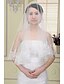cheap Wedding Veils-One-tier Lace Applique Edge Wedding Veil Chapel Veils with Sequin / Appliques Tulle / Oval