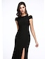 Χαμηλού Κόστους Φορέματα ειδικών περιστάσεων-Ίσια Γραμμή Μικρό Μαύρο Φόρεμα Αργίες Κοκτέιλ Πάρτι Χοροεσπερίδα Φόρεμα Ώμοι Έξω Αμάνικο Μέχρι τον αστράγαλο Ζέρσεϊ με Με Άνοιγμα Μπροστά 2021