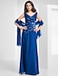 Χαμηλού Κόστους Βραδινά Φορέματα-Ίσια Γραμμή Κομψό Φόρεμα Επίσημο Βραδινό Μακρύ Αμάνικο Λαιμόκοψη V Σιφόν V Πίσω με Χιαστί Χάντρες 2022 / Φανταχτερό