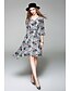 cheap Women&#039;s Dresses-Women&#039;s Casual Flare Sleeve Chiffon Dress - Floral V Neck